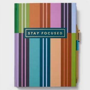 NEW!! Tabitha Brown “Stay Focused” Striped Hardcover Journal And Pen Set (NWT)